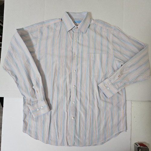 J. McLaughlin Shirt Mens Medium Stripe Cotton Casual Button Up Long Sleeve - Picture 2 of 7