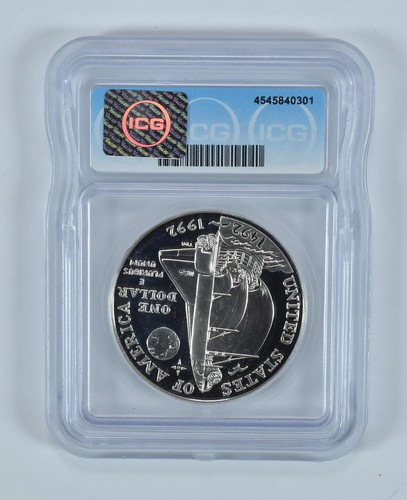 1992-P Columbus Commemorative Dollar PR70 DCAM ICG *0205 - Picture 2 of 5