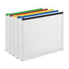 Staples Poly Zip Envelopes, Letter Size, Clear with 5 Pack, Assorted Colors