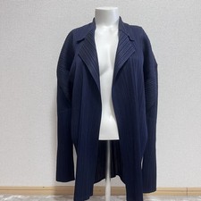 pleats please issey miyake cardigan navy