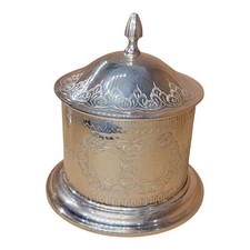 Vintage International Silver Co Silverplate Covered Canister Jar Floral 