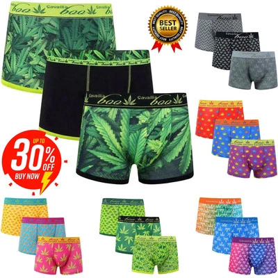 FASHION FATEEK Mens Weed Underwear Boxer Shorts Cotton Under Pants Trunks All Sizes 3,6,12 Pack