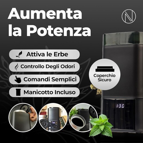 Boost Nero | Distillatore Oli Essenziali | Decarbossilatore Infusore per Erbe Se - Foto 3 di 12