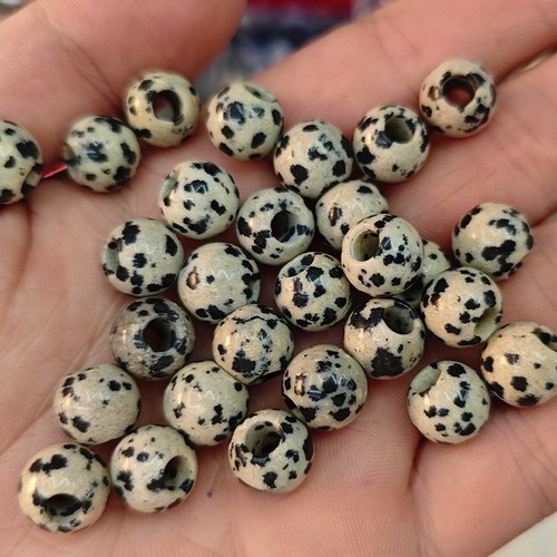Cuentas sueltas de jaspe dálmata natural de 10 mm con agujero grande para hacer joyas 20/40 un. - Imagen 7 de 8