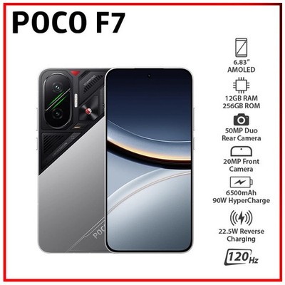 (New) Xiaomi POCO F7 5G 12GB+256GB SILVER Dual SIM Unlocked Android Cell Phone