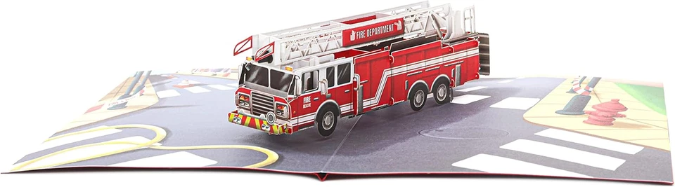 Tarjeta emergente de felicitación 3D para camión de bomberos, tarjeta de cumpleaños para niños, bomberos, hombres, papá, s Foto 4 de 4