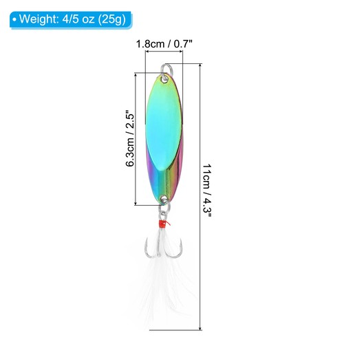 5 Stück 4/5 Unzen Metall Angellöffel Angelköder Drillinge Haken Jigs, Mehrfarbig - Bild 2 von 5