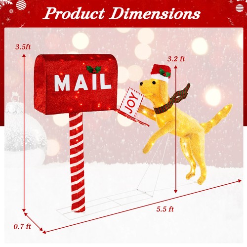 3.5 ' Lighted Dachshund Climbing Mailbox Pre-Lit Christmas Holiday Decoration - Picture 2 of 10