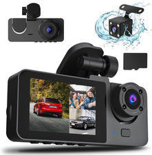3 Channel Dash Cam, 1080P Dash Cam Front And Rear Inside, Three Way Dash Camera