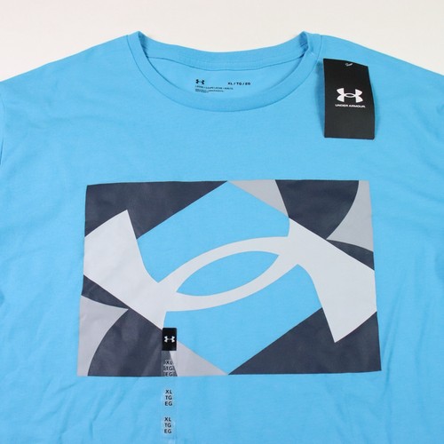 Under Armour Shirt Adult XL Blue Graphic Logo Short Sleeve Loose Fit Mens - Picture 2 of 9