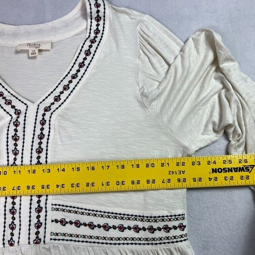 Nurture by Westbound Tunic Top Blouse Women 1X Embroidered Cream - Picture 4 of 8