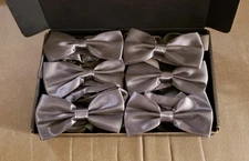 Suspender Bow Tie 6 Sets Silver Gray Men Wedding Celebration Nice NEW in Box!