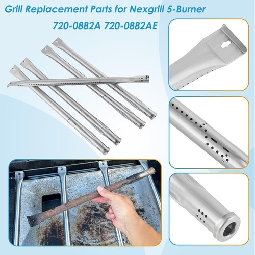 for Nexgrill Evolution Infrared Plus 5-Burner 720-0882A GRATES, HEAT SHIELDS KIT - Picture 2 of 7