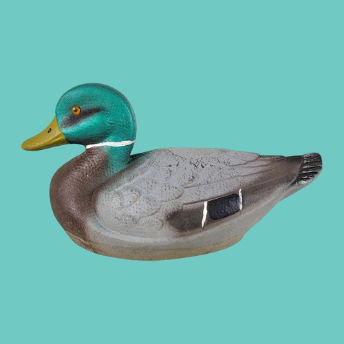 Paar Vintage Ariduk General Fibre Mallard Duck Decoys St Louis 2 Monate Papier grün - Bild 12 von 13