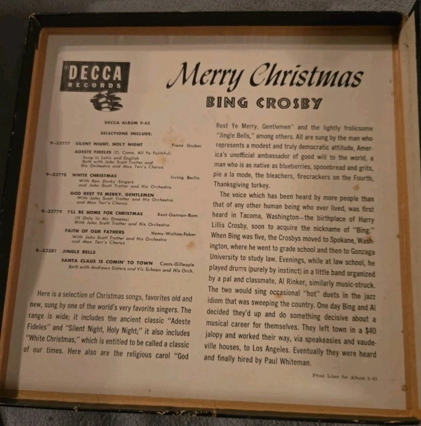 Bing Crosby & Andrews Sisters Merry Christmas 45 RPM Set Of 4  Decca 9-45 - Image 3 of 4