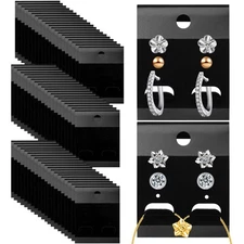 Black Velvet Plastic Display Cards 100 PCS Earring Card Holder Hanging Jewelr...