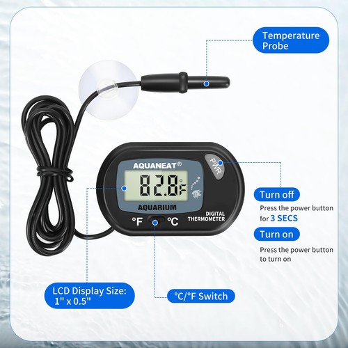 Aquarium Thermometer, Fish Tank Thermometer, Digital Temperature Test, with L... - Picture 3 of 7