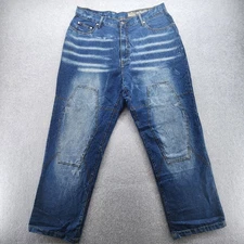 Niche United Jeans Mens 40 Distressed Denim Workwear Patch Straight Leg Pants