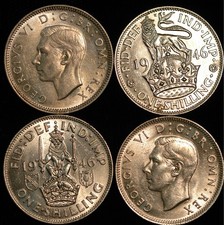 Shilling 1937  -  1946 George VI .500 Silver EF-UNC Choose your Date (T121)
