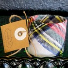 4 Mud Pie Mudpie Napkin Rings  Tan Tartan Plaid Christmas Holiday New! 