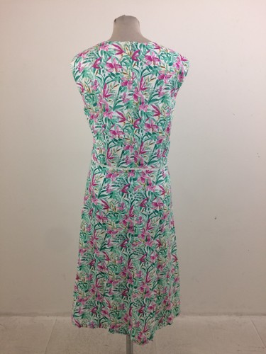 Laura Ashley Women's Dress Size 16 Green Mix Ladder Lace Linen Blend Zip New F1 - Picture 4 of 11