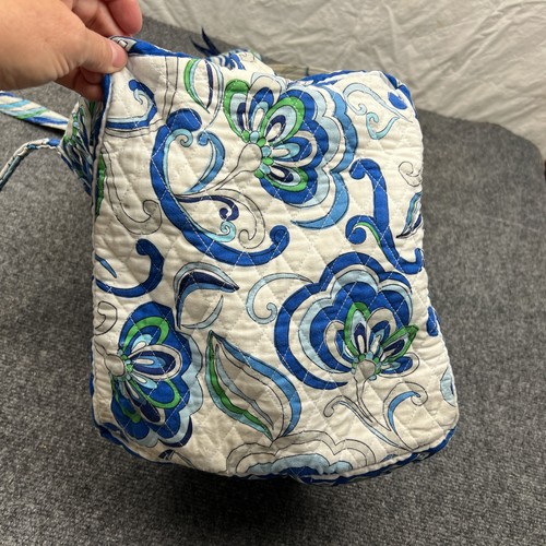 Vera Bradley Reisetasche Damen gesteppt Reißverschluss weiß blau Blumenmuster 18 x 22 - Bild 7 von 11