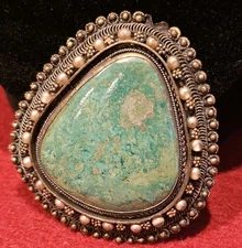 Vintage Israel 935 Silver Brooch Pendant Pin Eilat Stone Seed Pearls Gold Wash