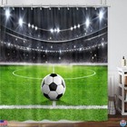 Cool American Football Shower Curtain 72x72 Green Stadium Design for Boys & Men