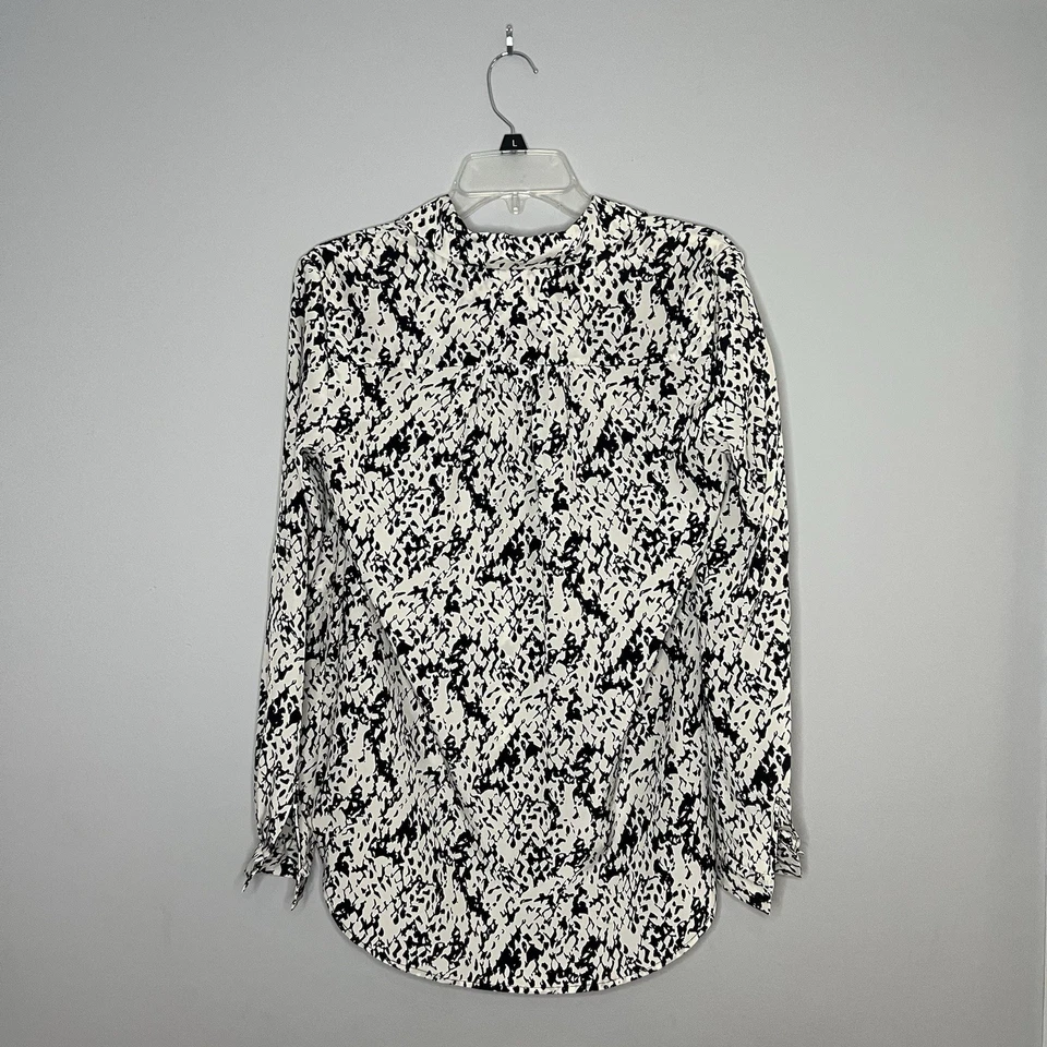 Diane von Furstenberg 女式丝绸纽扣衬衫 2 码小号蛇纹印花 — 第 2/4 张图片