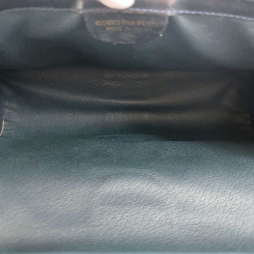 GUCCI Old Gucci Sherry Line Clutch Bag Pouch PVC Leather Navy Red Auth W/Box - Picture 15 of 22