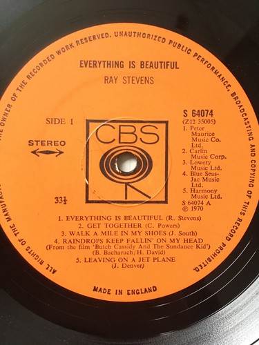 RAY STEVENS - EVERYTHING IS BEAUTIFUL (UK 1970 STEREO VINYL LP) - Picture 3 of 4