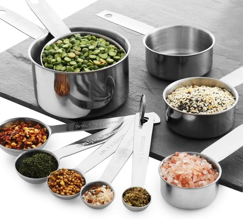 Edelstahl Messbecher und Messlöffel 10-teiliges Set 5 Tassen 5 Löffel - Bild 4 von 11