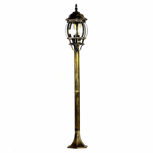 Stehlampe außen IP23 E27 111cm Kupfer Glas Aluminium Rustikal Wegeleuchte B-Ware