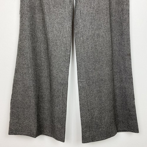 Pantaloni palazzo Agnona lana italiana grigio gessato gamba larga svasati vita alta piatti 6 - Foto 3 di 9
