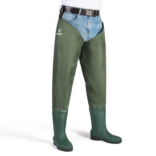 FISHINGSIR Fishing Hip Wader Non-Slip Bootfoot 2-Ply Waterproof Wide Thigh Pants - Picture 10 of 33