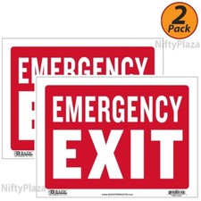 2 Pack - Emergency Exit Sign 9 inch x 12 inch Durable Plastic, Weatherproof