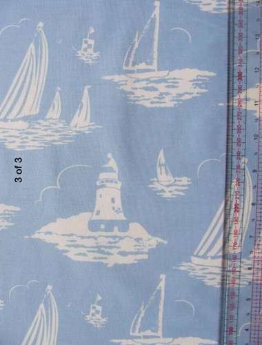 100cm x 100cm Cuadrado Cath Kidston Mono Barcos Azul Ligero Tela Algodón Nuevo - Imagen 2 de 11