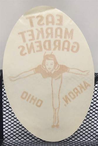 1950's Eat Market Gardens Roller Rink Skating Label Pinup Akron Ohio FF - Picture 2 of 2