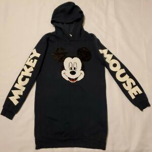 H&M Girls Disney Mickey Mouse Long Hoodie Sweatshirt Sequin Navy Blue 12-14 Y | eBay