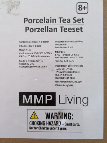 Juego de té de porcelana para niños MMP Living ~ rosa - 13 piezas + cesta de mimbre ~ NUEVO - Imagen 7 de 11
