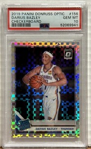 2019 Panini Donruss Optic 156 Darius Bazley Checkerboard PSA GM MT 10 RC Thunder