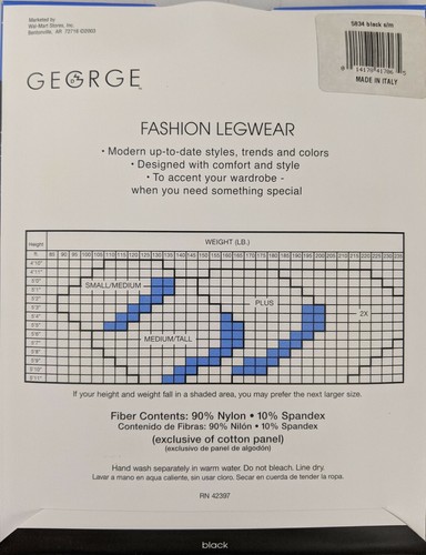 2 Pr George Herringbone Pattern Control Top Sheer PH - S/M, MT, Plus -Blk, Brown - Picture 4 of 11