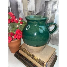 Rowe Pottery Works Vintage Handmade Emerald Green Pottery Vase Pitcher 1995