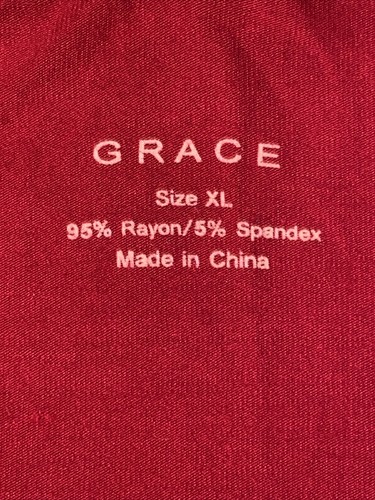 Pullover Grace rojo manga 3/4 talla XL en el pecho 20” L 26” rayón/spandex - Imagen 5 de 10