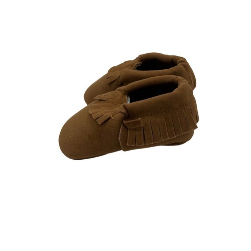 Infant Shoes Size 2 Brown Fringe 3-12 months Unbranded Faux Leather NEW - Picture 3 of 8