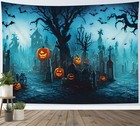 Halloween Dead Tree Pumpkin Cemetery Tapestry Wall Hanging Bedroom Dorm Decor
