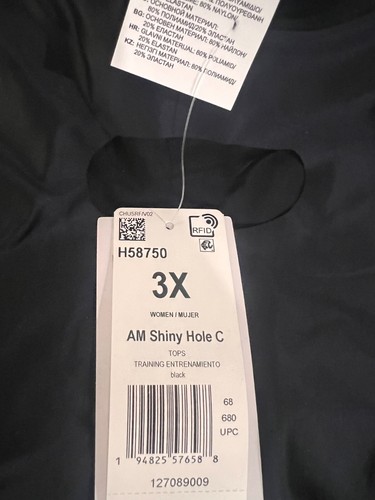 Reebok Womens Tank Top 3X Black AM Shiny Hole Studio Ruched Cropped Top NWT - Picture 3 of 6