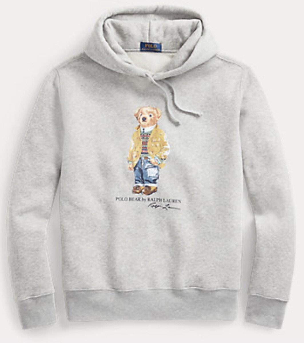 New Polo Ralph Lauren Outdoor Bear Hoodie Sweatshirt Heather