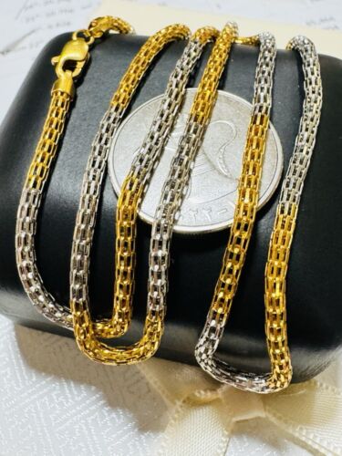 22CT 22KT 916 Two tone Gold 21.5”/22” Long Snake Chain Necklace 10.8g 3.2mm - Picture 14 of 24