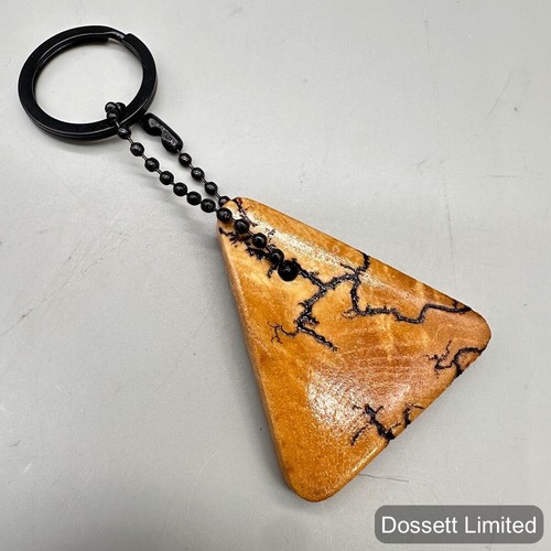 31 Custom Wood Keychains with Lichtenberg Figure Design, Oak - Picture 2 of 4